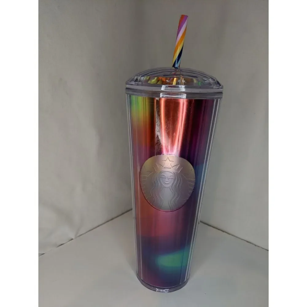 Limited Edition 2021 Pride Rainbow Starbucks 24oz‎ Cup With Straw